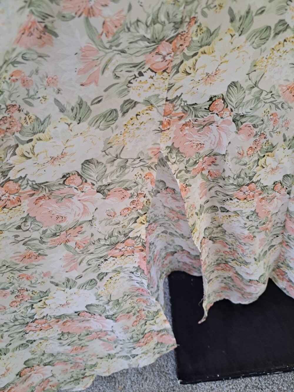 Sunday Up Floral Puff Sleeve Dress Lace-Up Front & Elastic Back Midi Milkmaid M - Picture 5 of 11